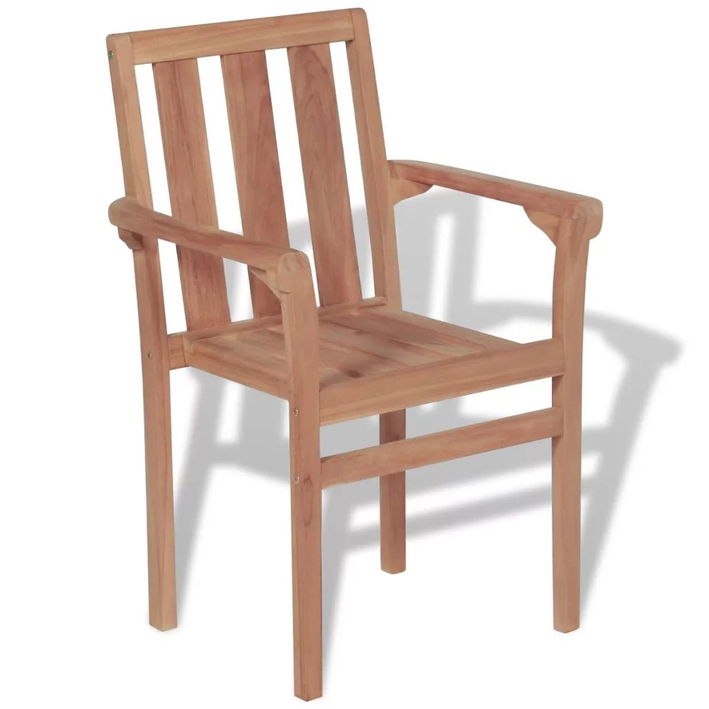 Andoer Stackable Garden Chairs 2 pcs Solid Teak Wood
