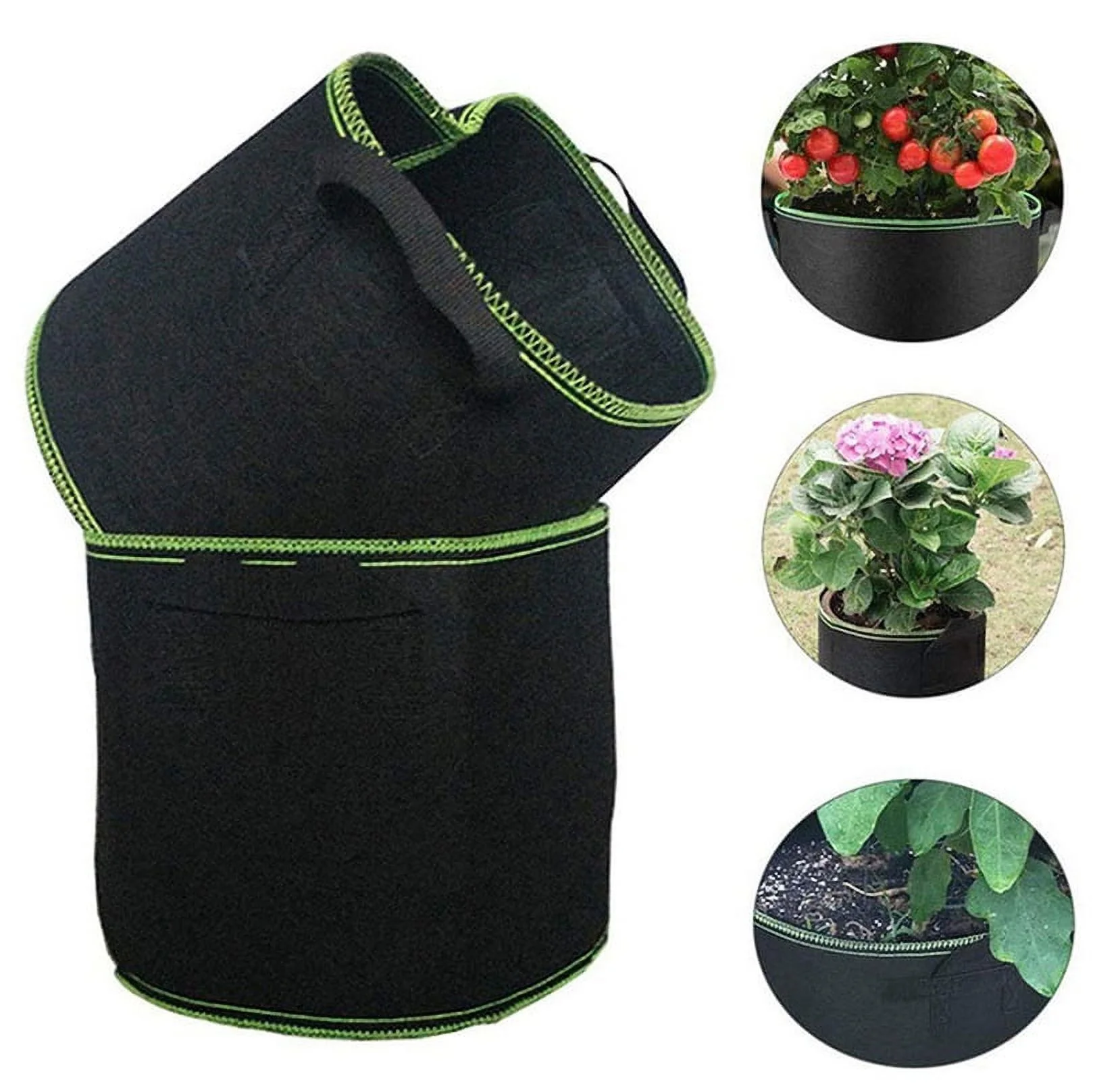 2-Pack 5 Gallon Plant Grow Bags, Premium Aeration Nonwoven Cloth Fabric Grow Bags with Sturdy Handle and Shrink String, Flowers/Vegetable Pots Container for Nursery Garden Planting