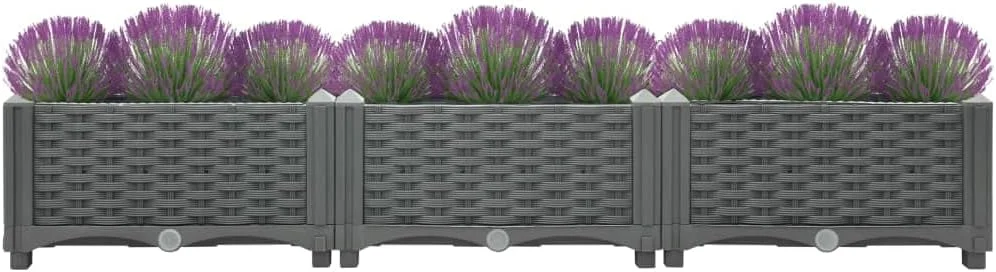 Garden Raised Beds | Plastic Patio Planters for Flowers Plants Vegetables Herbs | Outdoor Raised Planter Boxes for Backyard Yard Deck Balcony | Dark Gray Polypropylene 47.2