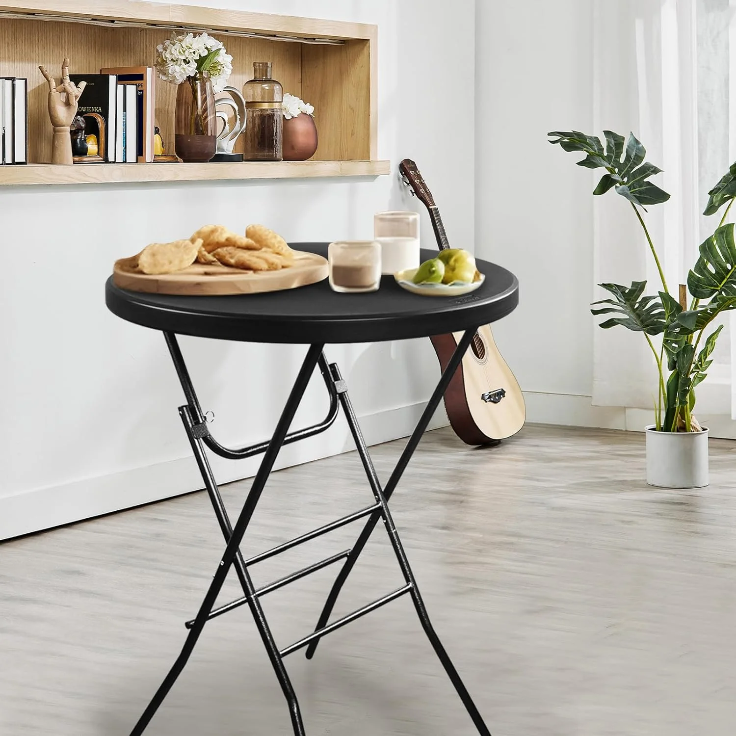 SJIOKL 32in Cocktail  Folding High Top   Round Portable Plastic  Height  for Parties Patio Dining Room Indoor Outdoor Banquet