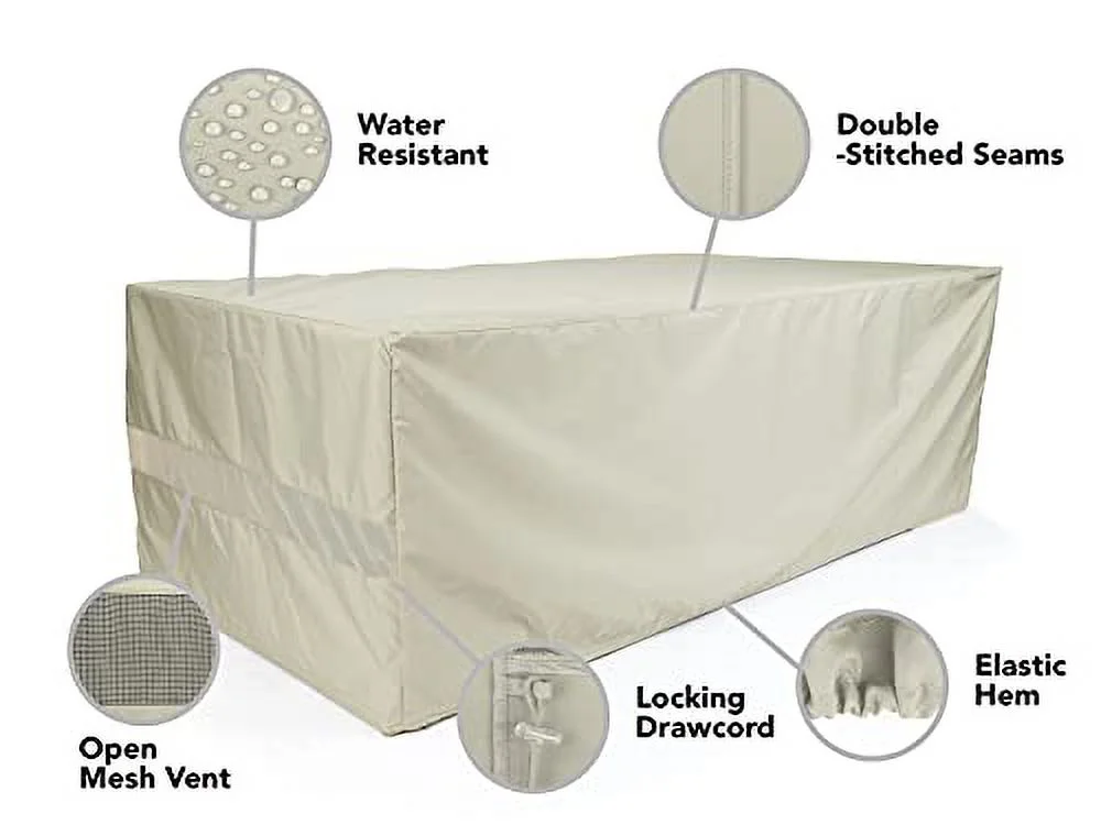 Covermates Rectangular Accent Table Cover - Heavy-Duty Polyester, Weather Resistant, Covered Mesh Vent, Patio Table Covers-Ripstop Grey