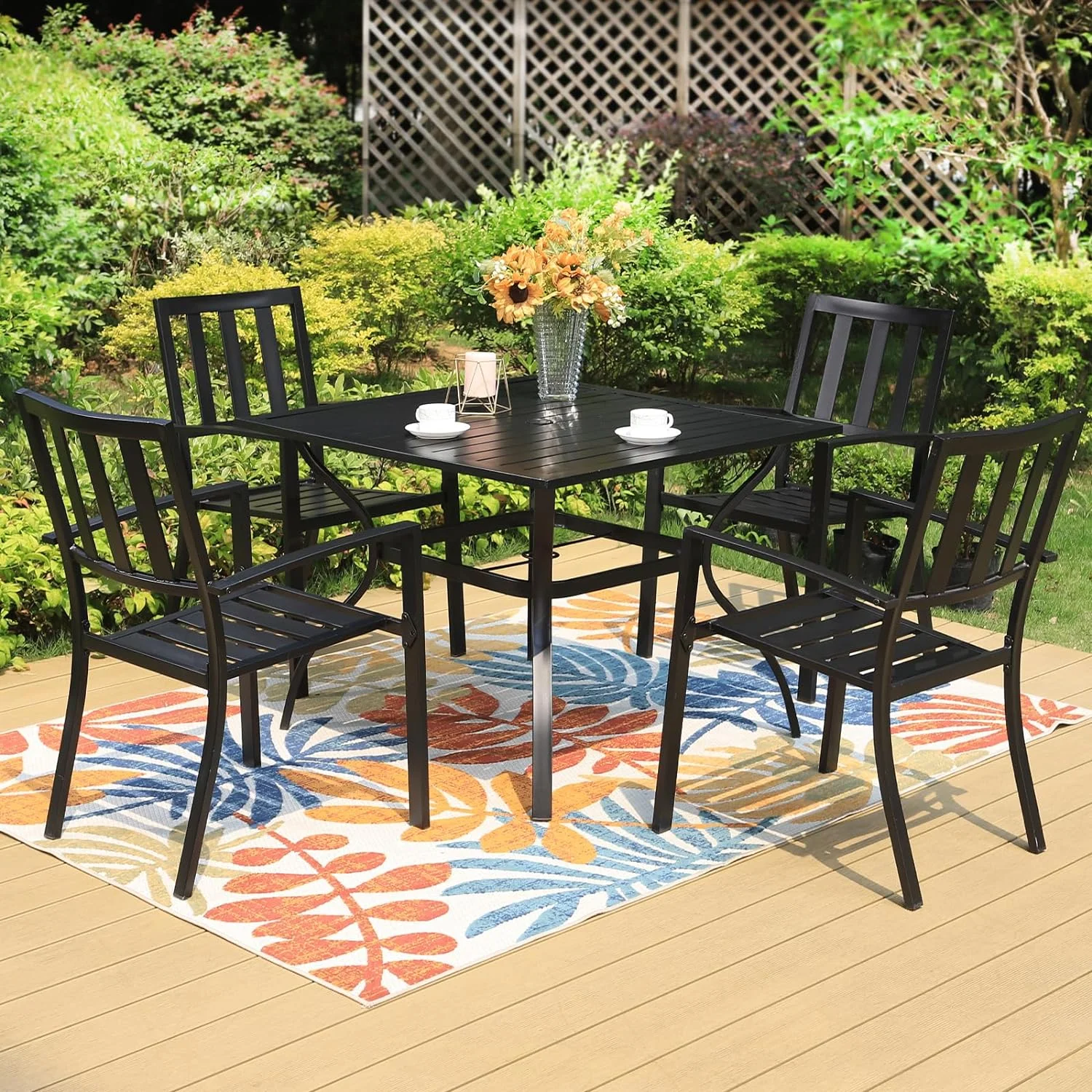 5 Piece ourdoor Metal Patio Dining Set with 37
