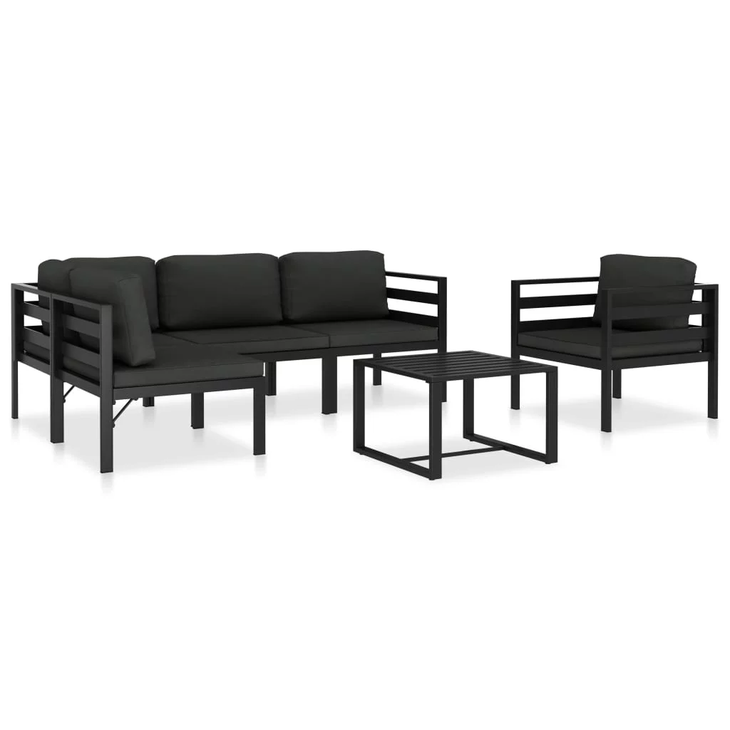 Tomshoo 6 Piece Patio Set with Cushions Aluminum Anthracite