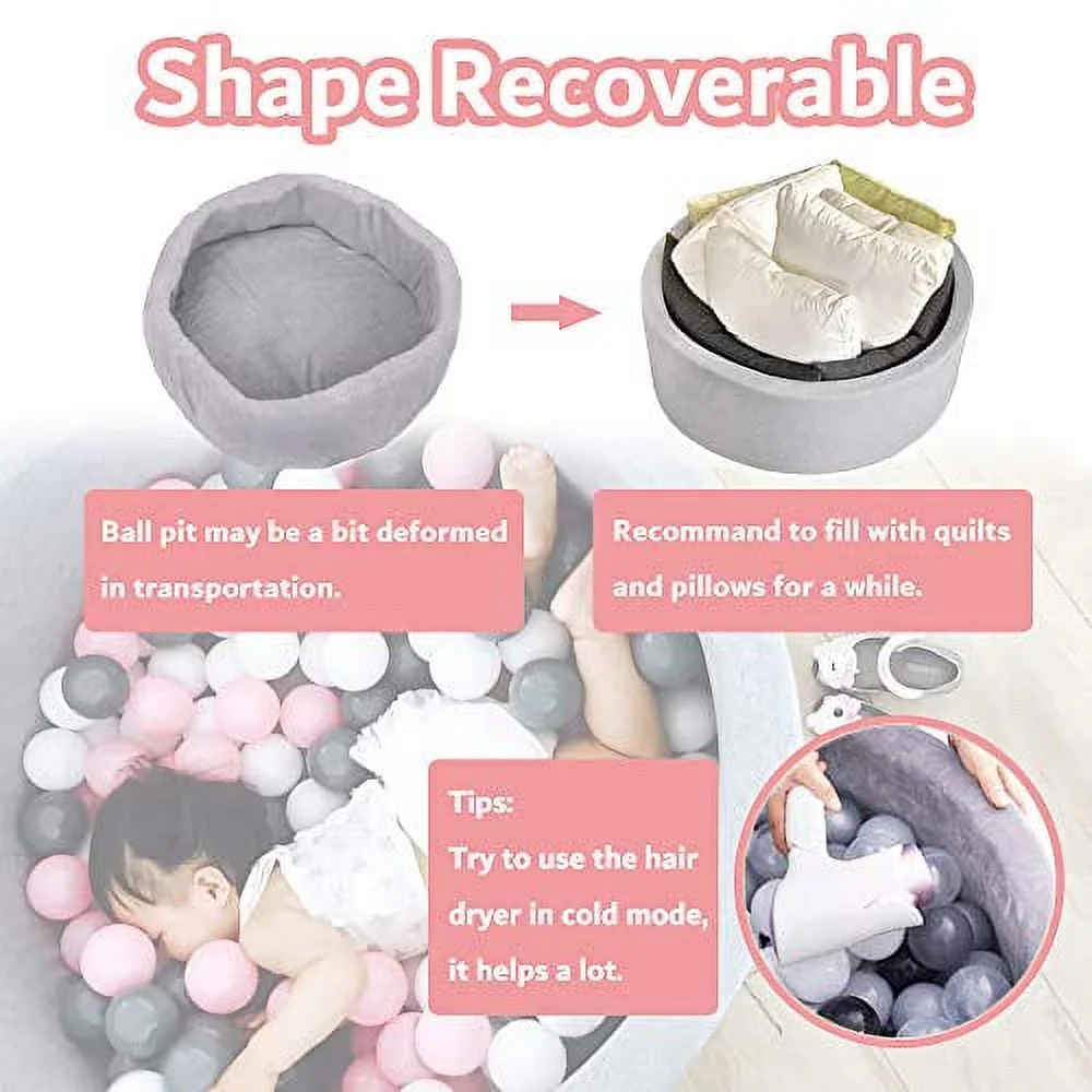 Deluxe Foam Ball Pit Kiddie Balls Pool Toddler Playpen Soft Round Ball Pool Play Toy for Baby Kids Children Indoor & Outdoor, Blue