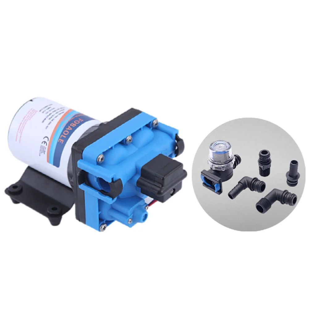 Walmeck 24V Water Pressure Diaphragm Pump 4-Chamber Self-Priming Pump, 2.99GPM Transfer Pump, 55PSI with Water Strainer, for Kitchen Bathroom RV Caravan Yacht Agriculture Garden Hose