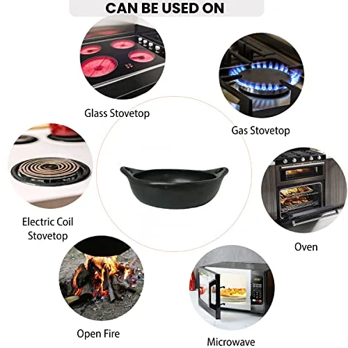 Ancient Cookware, Round Unlidded Chamba Clay Pot, Medium, 3 Quarts