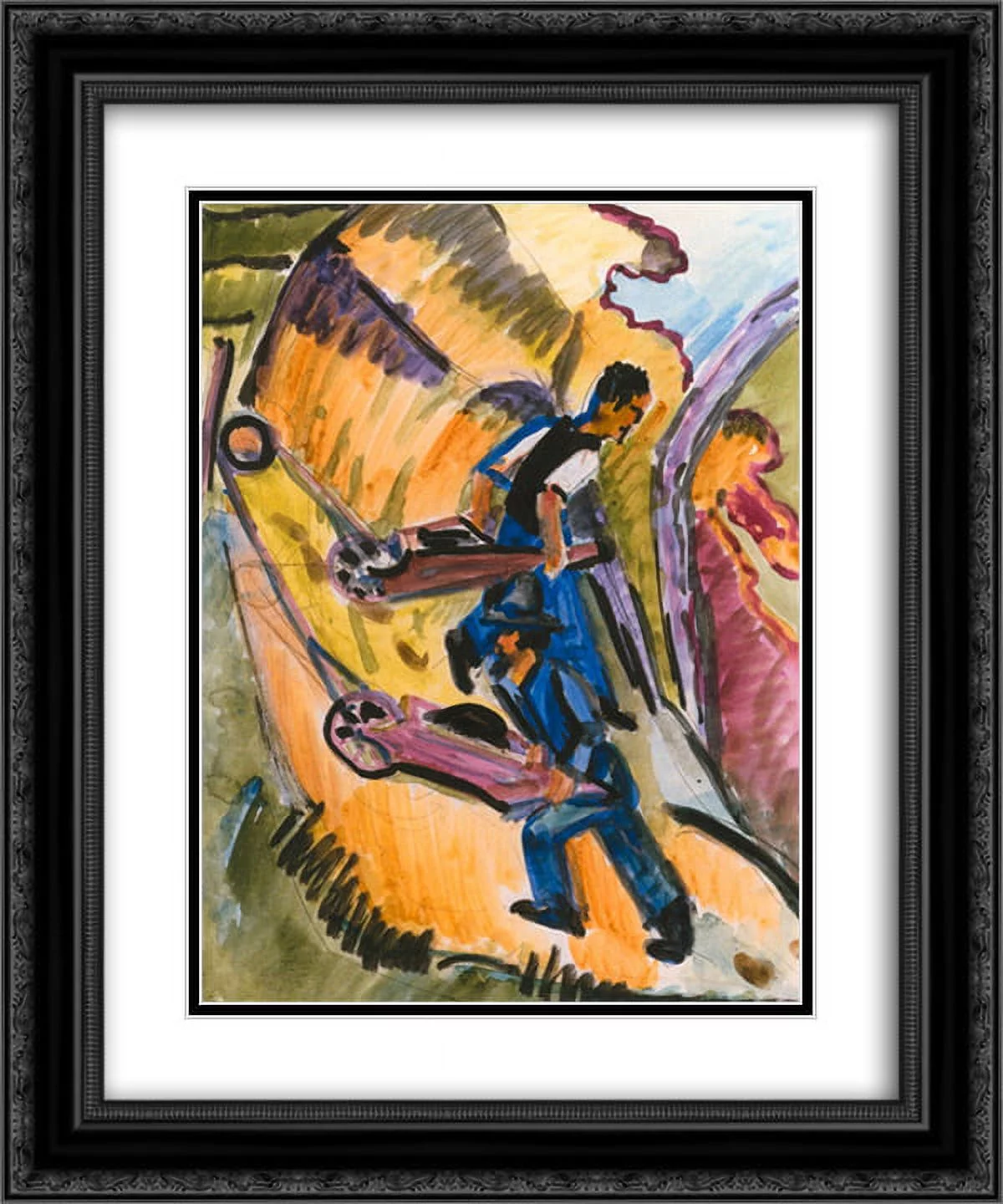 Ernst Ludwig Kirchner 2x Matted 20x24 Black Ornate Framed Art Print 'Men with Wheelbarrows'