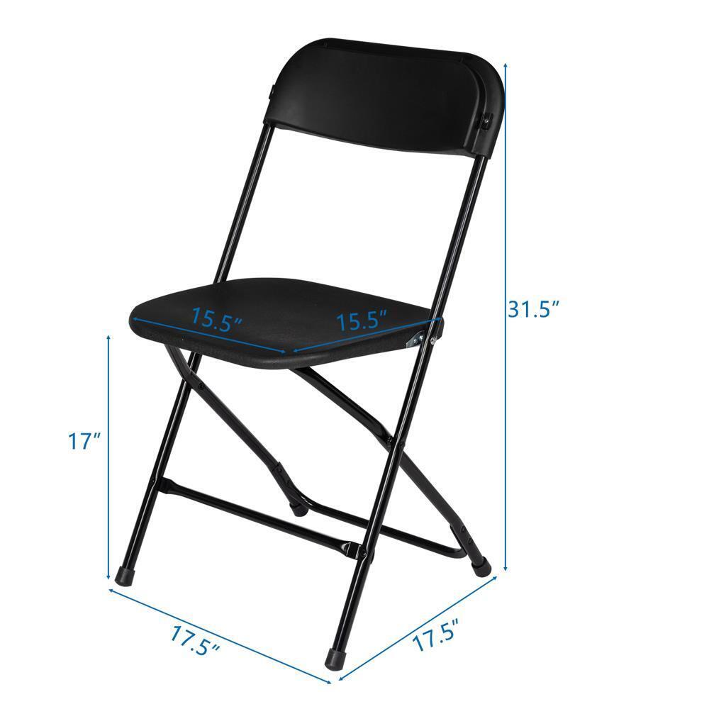 4Pcs Commercial White Plastic Folding Chairs Stackable Wedding Party Seat Black