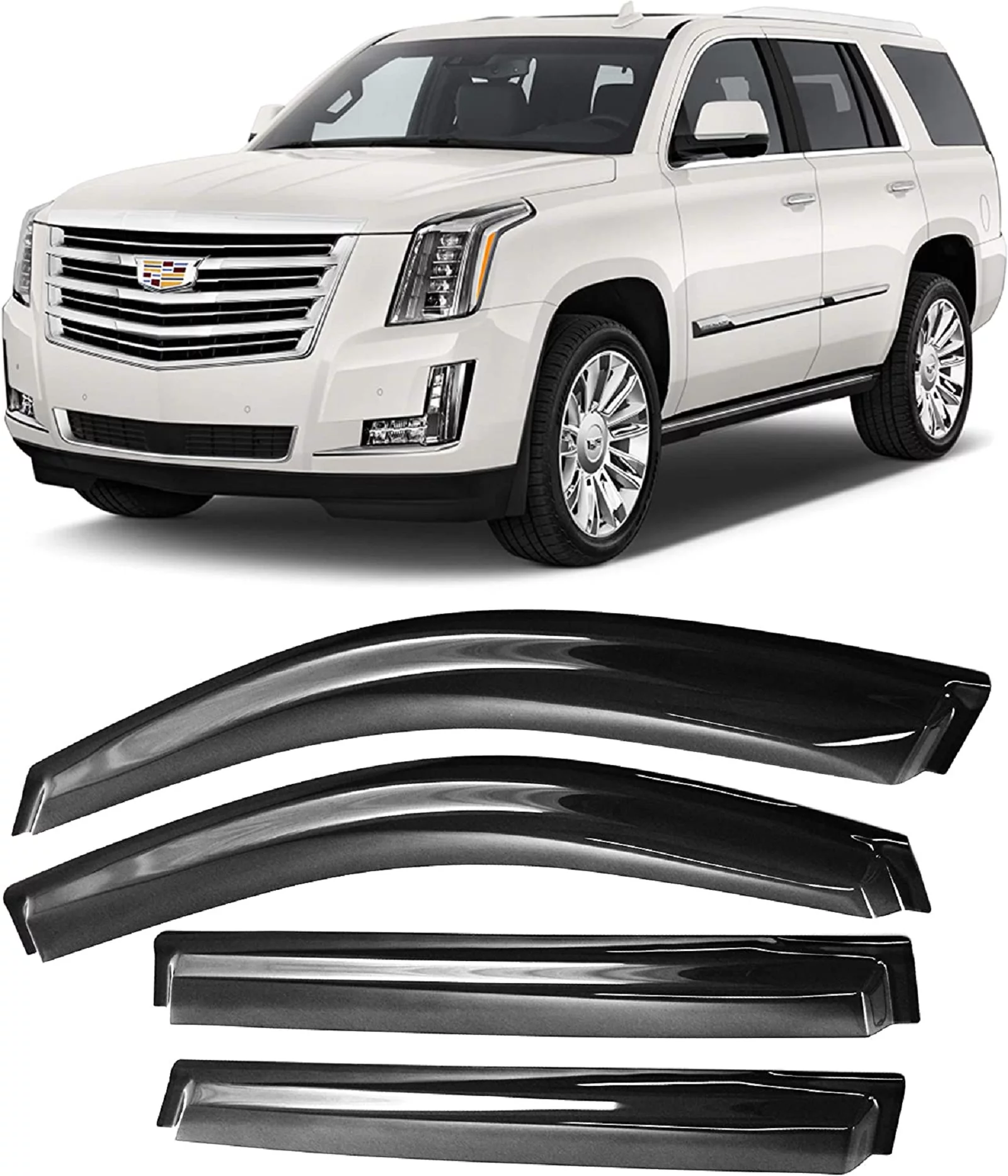 JSP Window Vent Visor For Cadillac Escalade 15-20 Tape-On Rain Guard Deflector