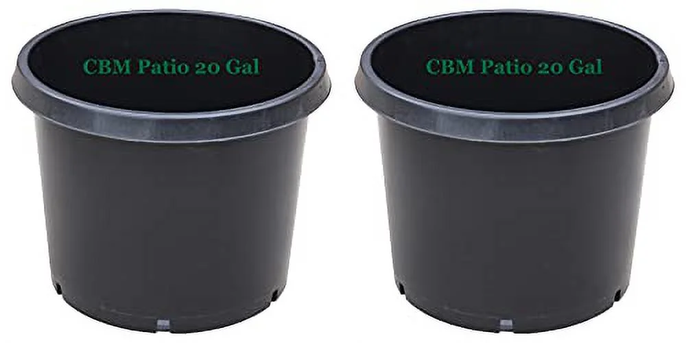 CBM 2-20 Gallon Premium Black Plastic Nursery Plant Container Garden Planter Pots, 22.5 inch TOP x 17.5 inch BOTTOM x17 inch HIGH (PT20GAL)