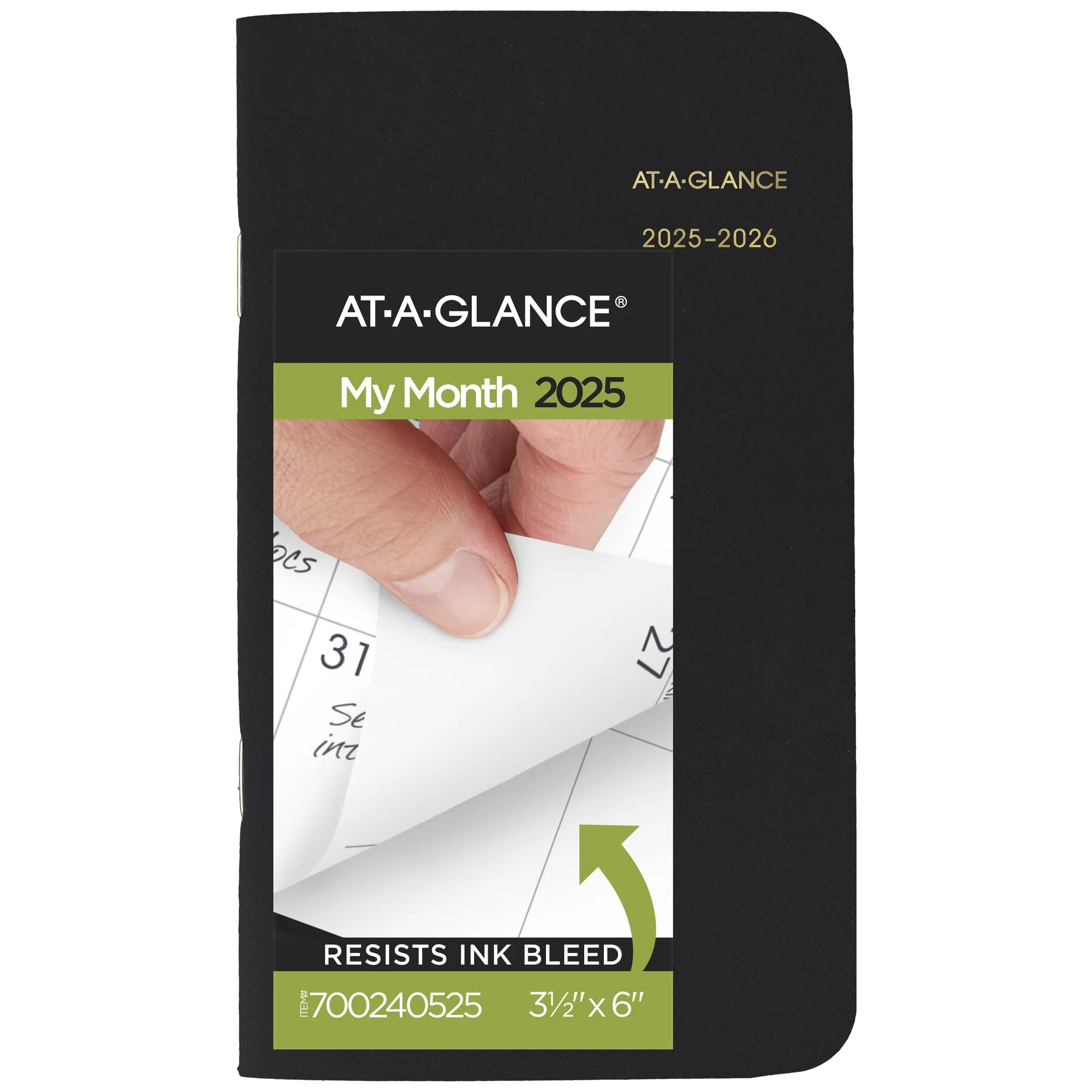 AT-A-GLANCE 2025-2026 Two Year Monthly Planner Black Pocket 3 12 x 6 - Monthly