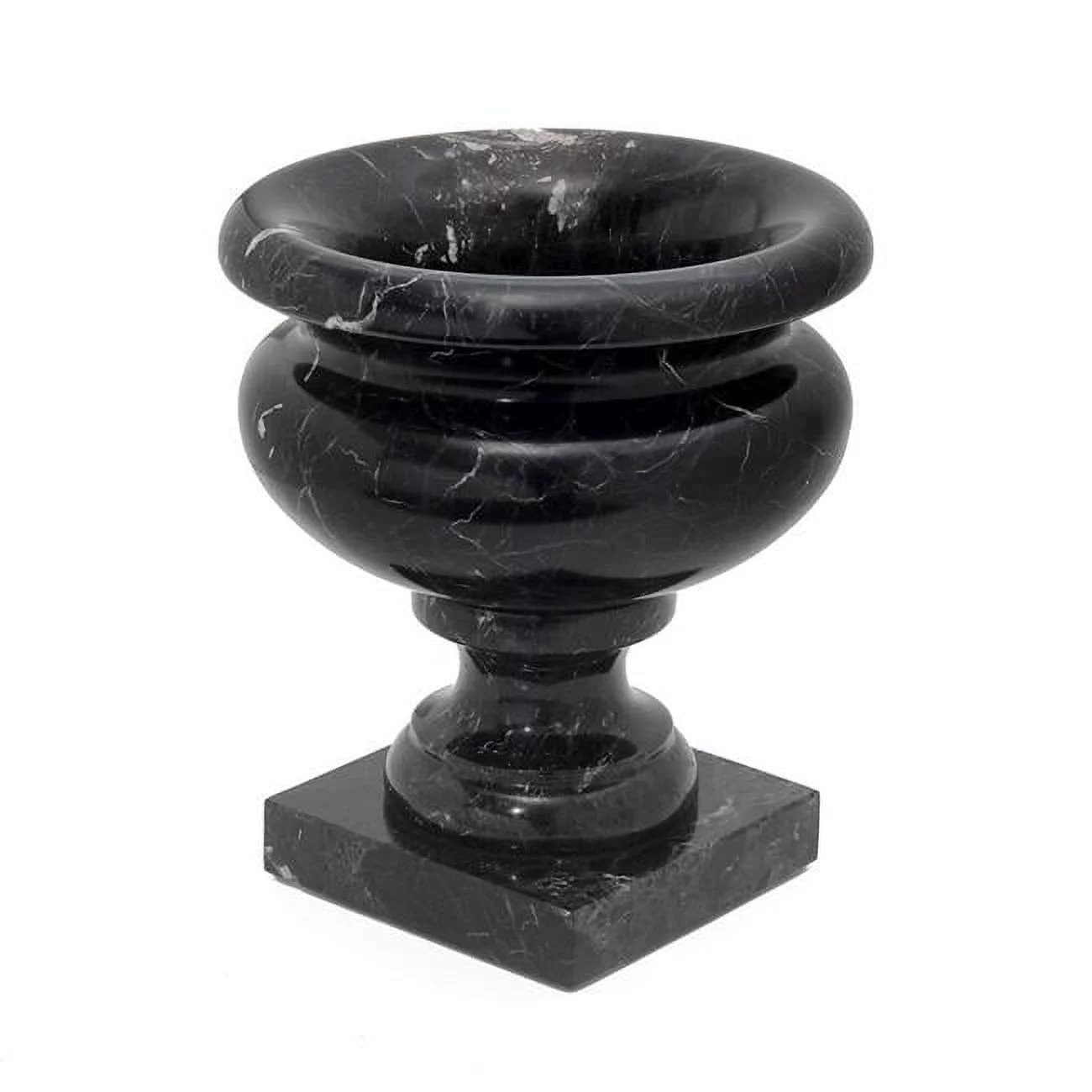Phoebe Style Small Planter, Black Zebra Marble