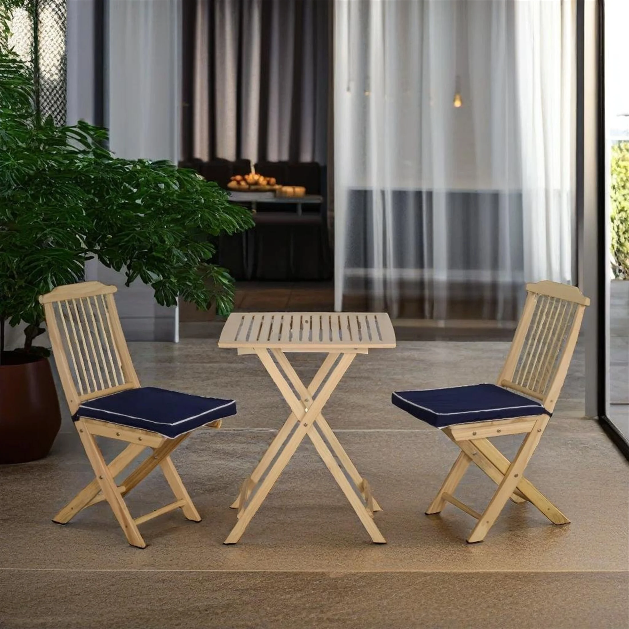 DEVERA 3 Pieces Patio Folding Bistro Set