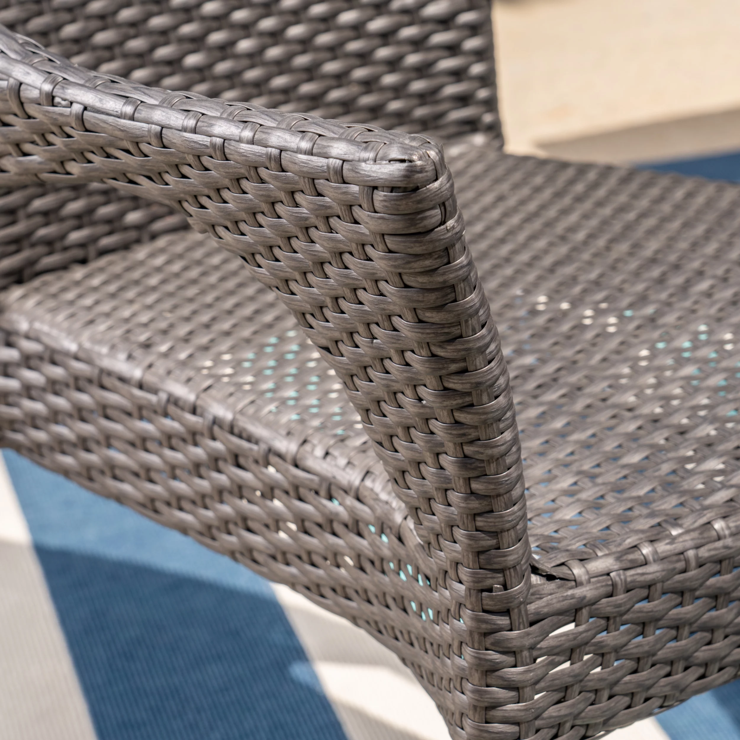 Noble House Abbott 7 Piece Wicker Patio Dining Set in Gray