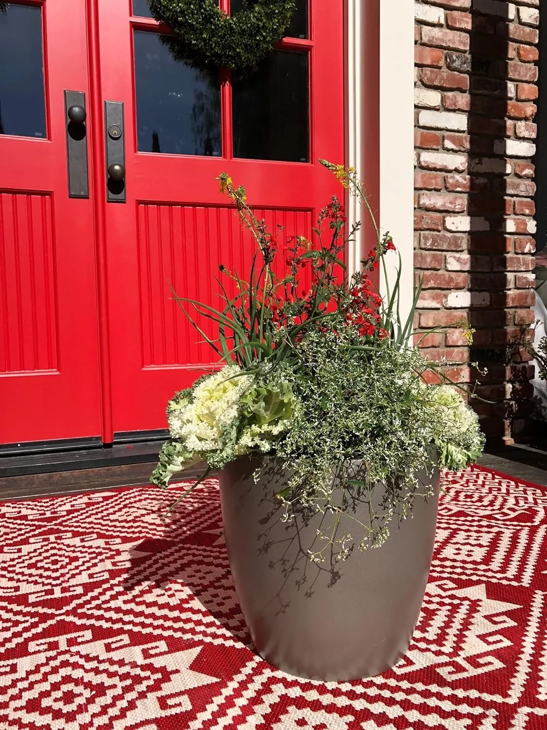 Napa Round Cylinder Fiberglass Planter, Grey, 13.5 Inch