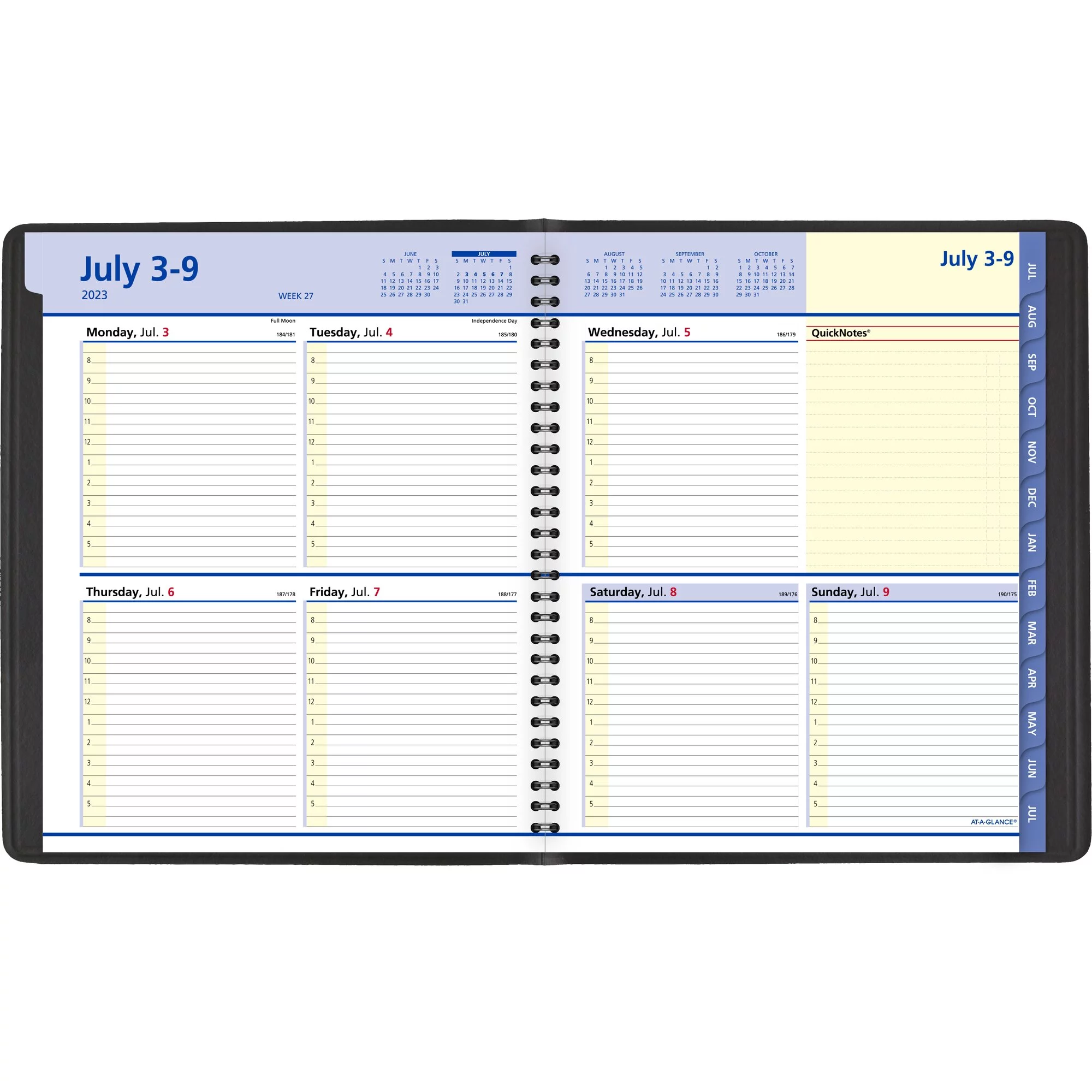 AT-A-GLANCE QuickNotes Academic 2023-2024 Weekly Monthly Planner Black Large 8 x