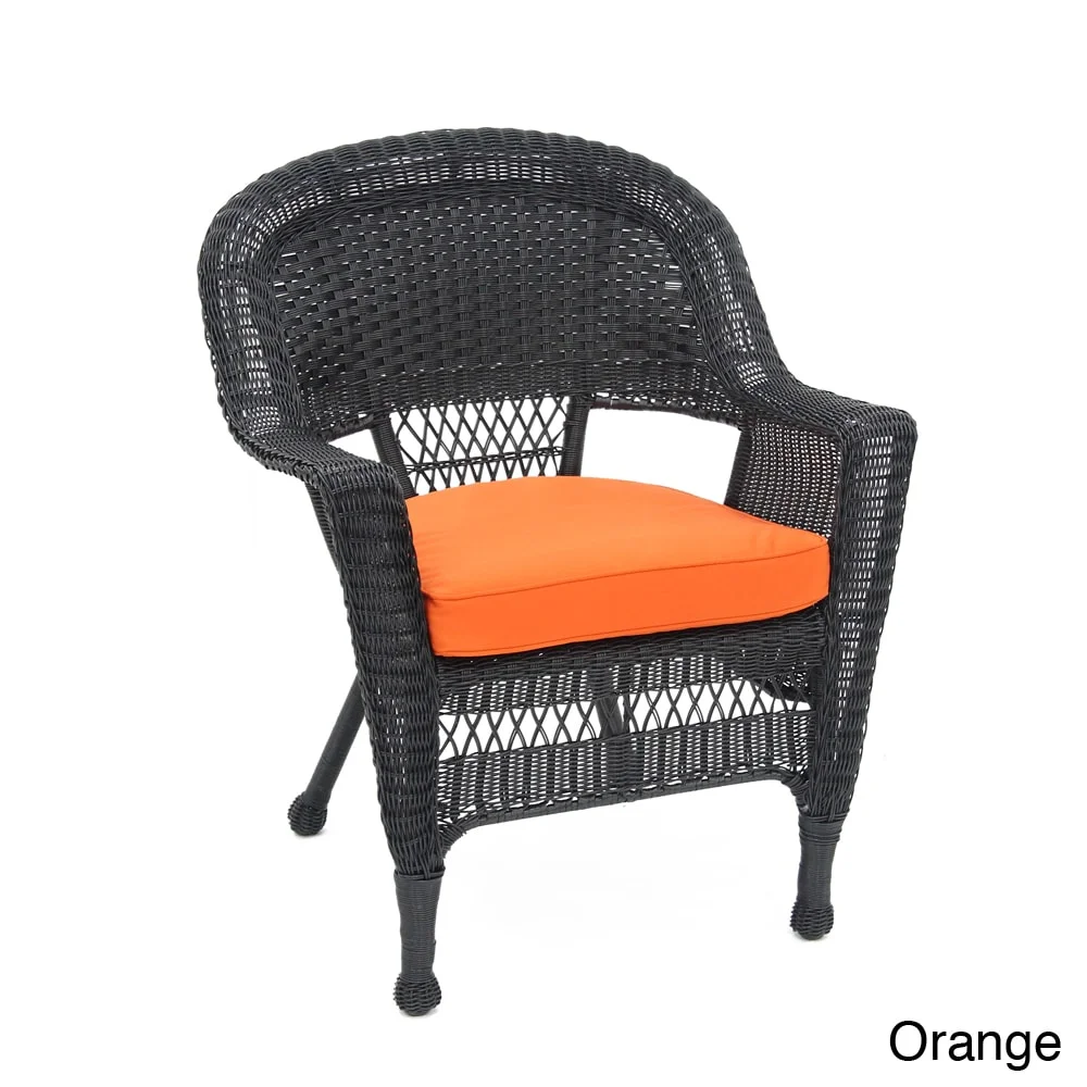 Jeco Black Wicker Chair Orange