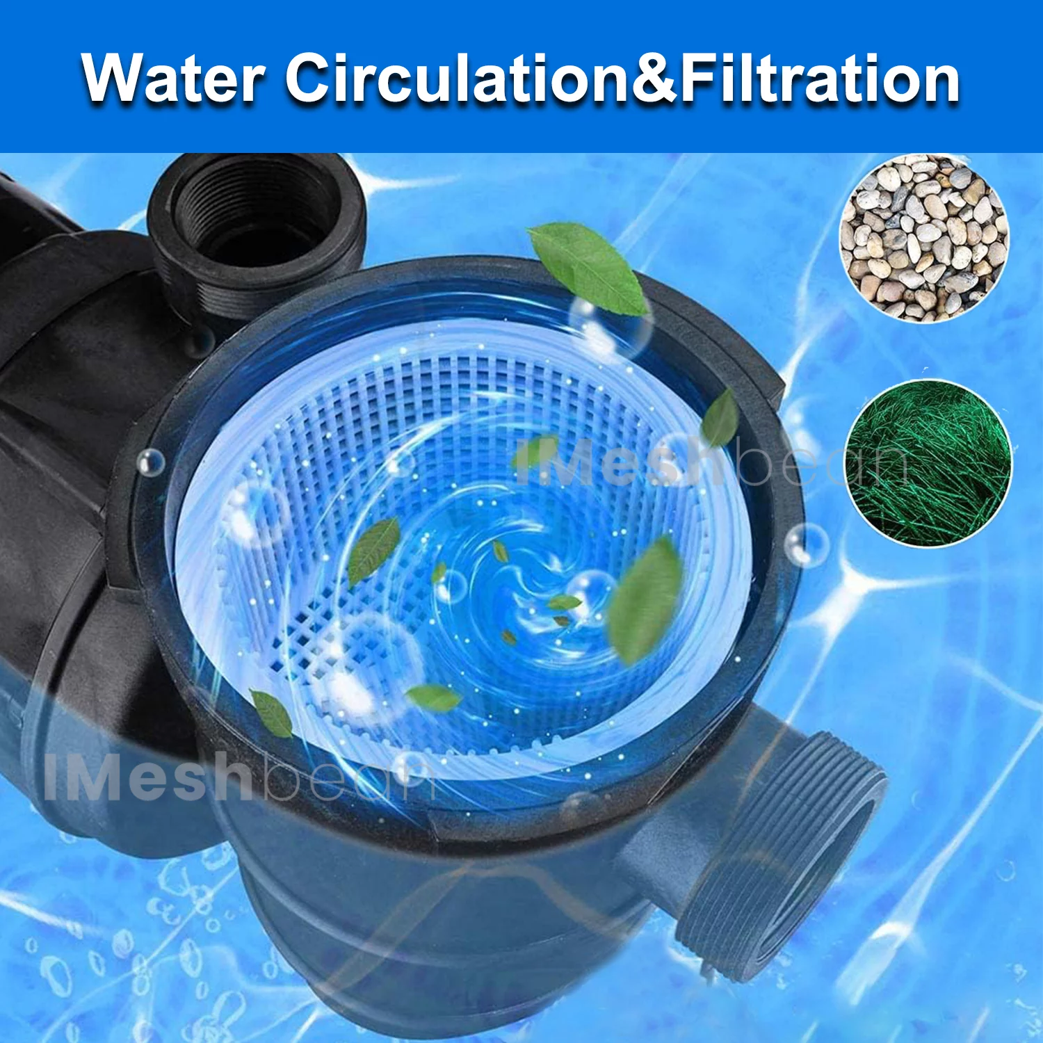 iMeshbean Swimming Pool Pump, 1HP 110V Head Max 59FT, Double Speed Pump Above Ground Pool Pump In-ground Pool Pump, 5160GPH/2280GPH Flow Rate, w/ Strainer Basket