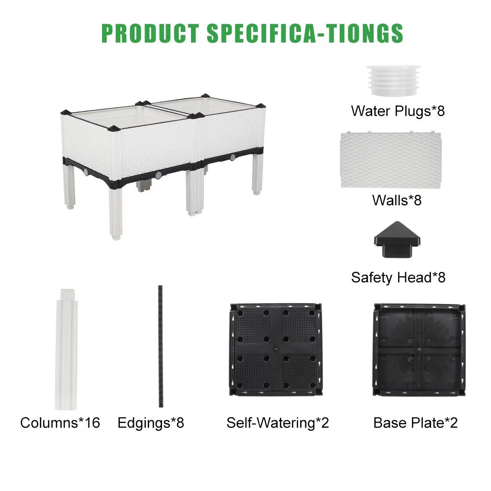 UBesGoo 2 Piece Raised Garden Bed Kit White Free Splicing Planter Box