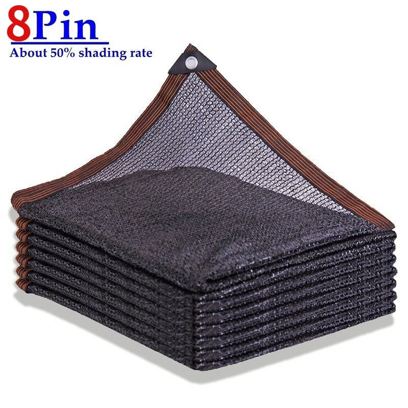 1pc 8 Pin Black HDPE Anti-UV Sun Shade Net Gazebo Shelter Outdoor Pergola Canopy Sun Cover Agriculture Greenhouse Sunshade Net