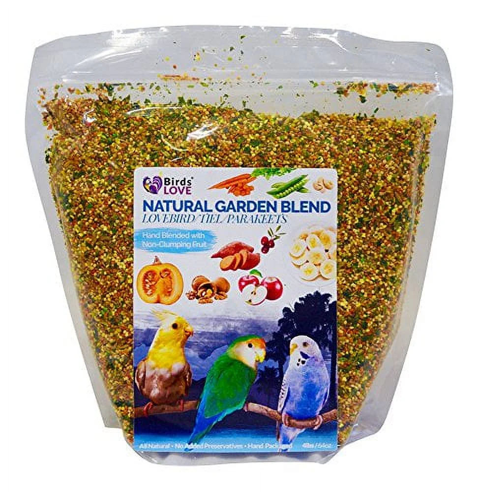 Birds LOVE All Natural Garden Blend Bird Food for Small Birds - Lovebirds, Cockatiels, Parakeets and Parrotlets 4lb