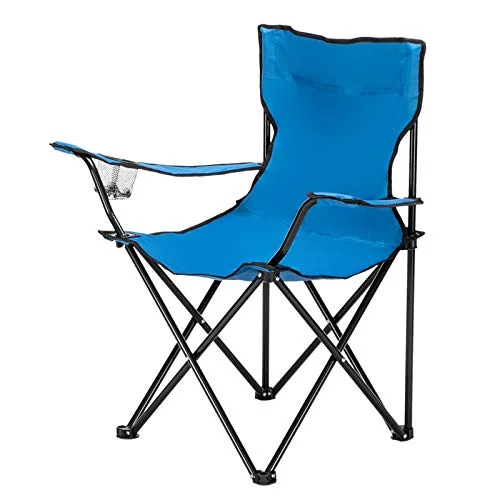 Portable Camping Chair,Folding Outdoor Beach Camp Chair with Side Pocket and Cup Holder,Carry Bag Included,Sports Chair,Collapsible Chair for Camping,Sports,Beach (Blue)
