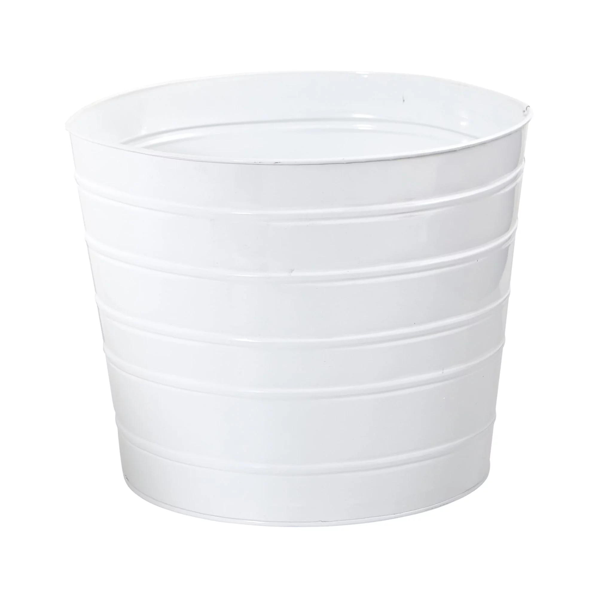 Nearly Natural 12in. Farmhouse White Metal Ribbed Planter