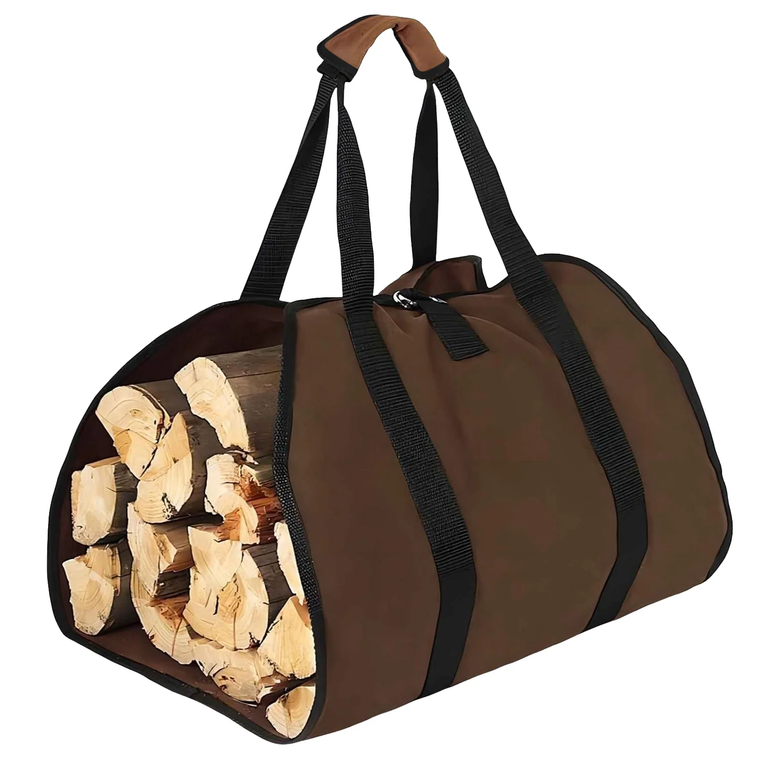 iMounTEK Firewood Carrier Bag Wear-Resistant Log Holder with Handle 19.68x36.61in Wood Storage Carrying Bag for Indoor Fireplace Outdoor Camping, Brown
