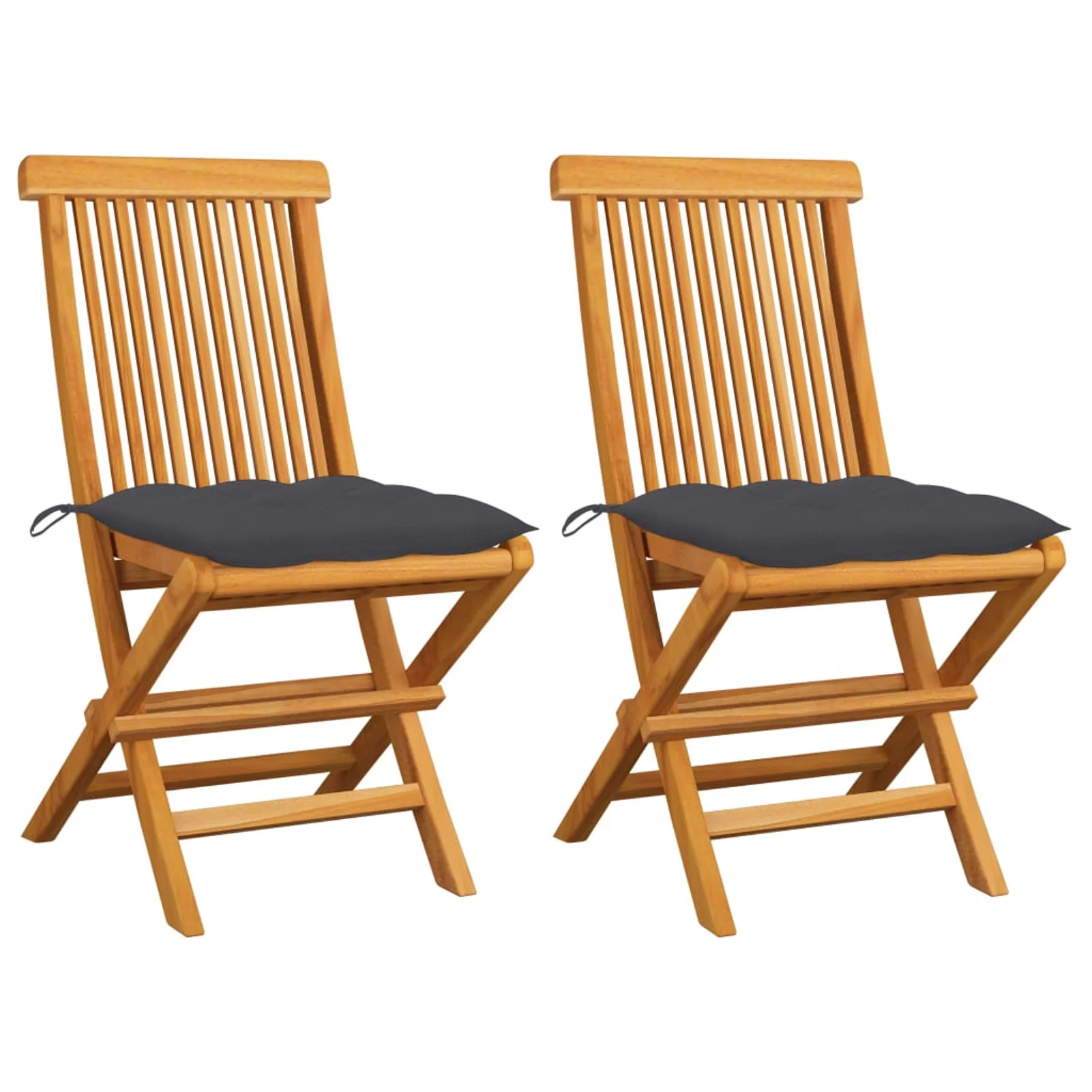 ametoys Patio Chairs with Anthracite Cushions 2 pcs Solid Teak Wood