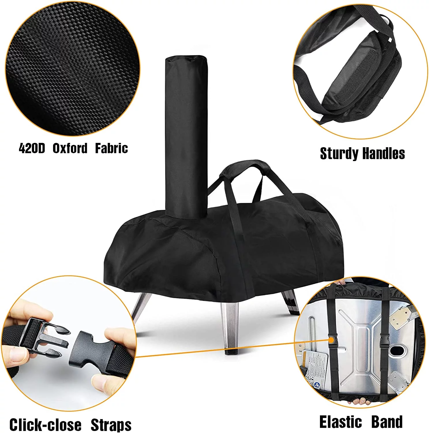 POMER Pizza Oven Cover for Ooni karu 12, Outdoor Pizza Oven Covers Waterproof Oxford Fabric Pizza Oven Protective Carry Cover, Black