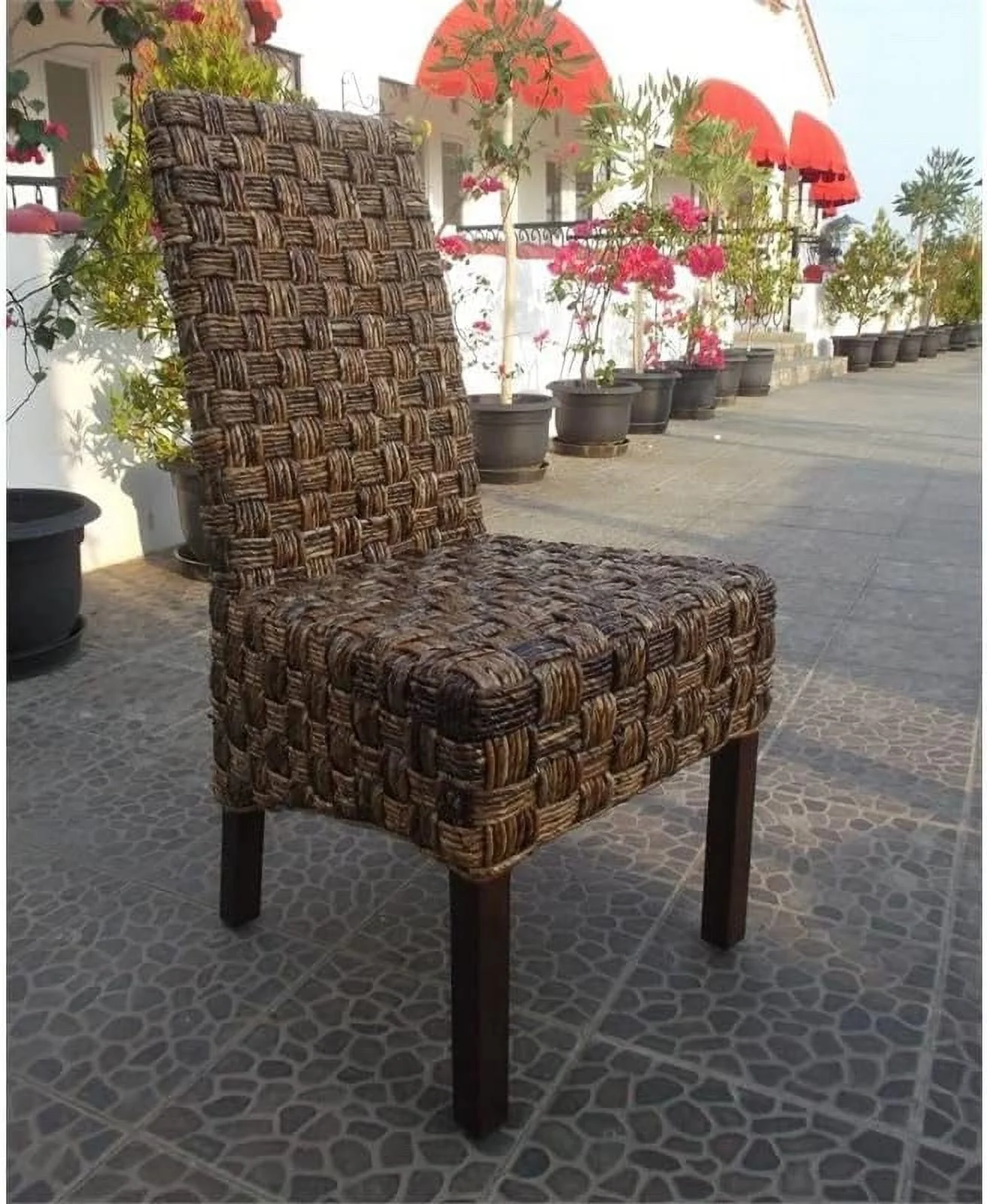 H Coastal Wicker/Rattan Dining Chair in Brown (Set of 2)