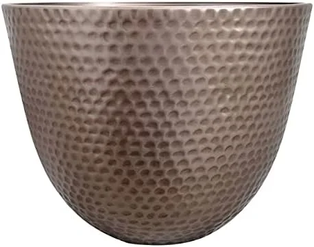 12 in. Dia. Resin Planter Copper Brown Modern Contemporary