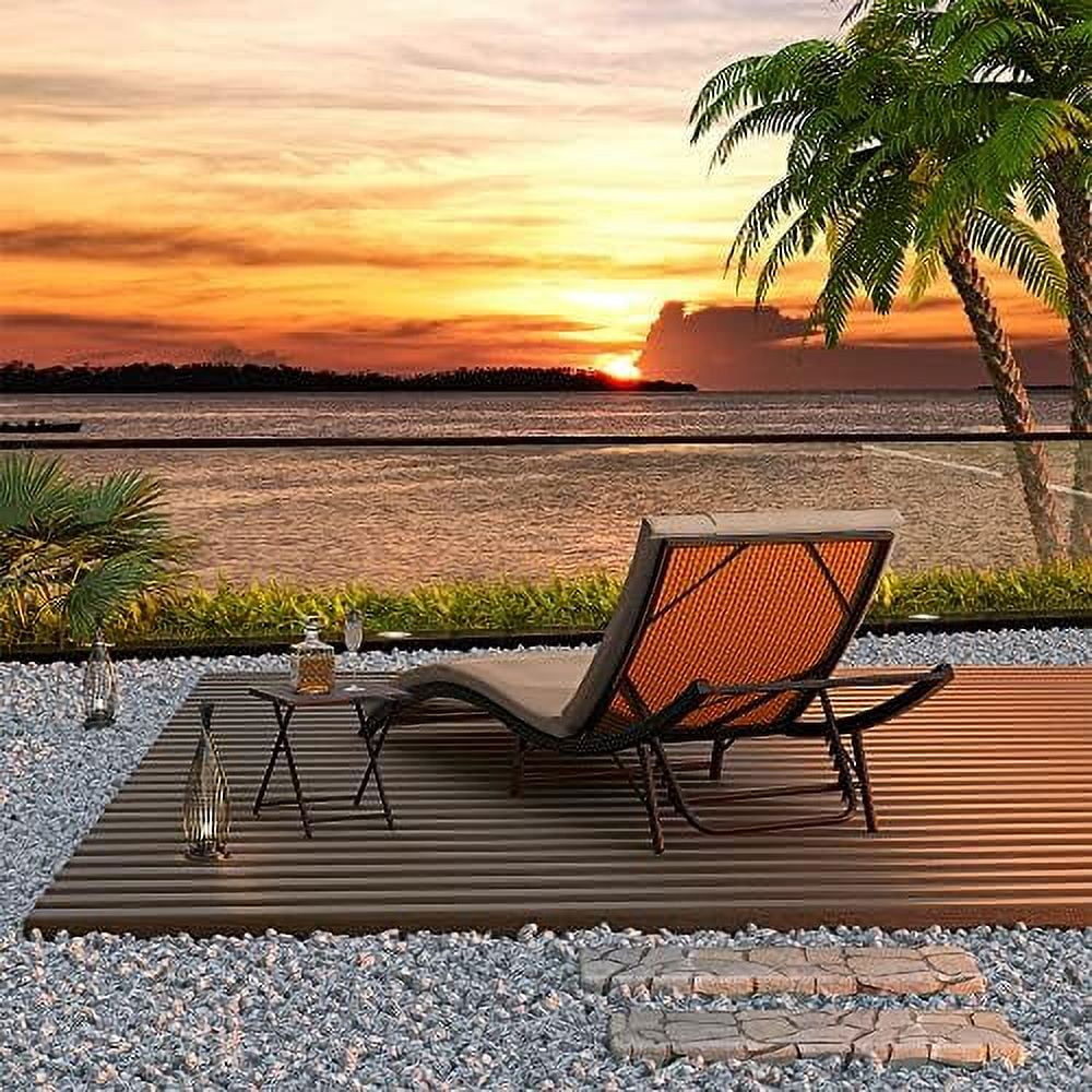 QYFZBIM 3 Pieces Patio Chaise Lounge Set Outdoor PE Rattan Lounge Chair Adjustable Backrest Reclining Chair with  and Cushion for Patio Poolside Backyard Porch Beach(Navy Blue)