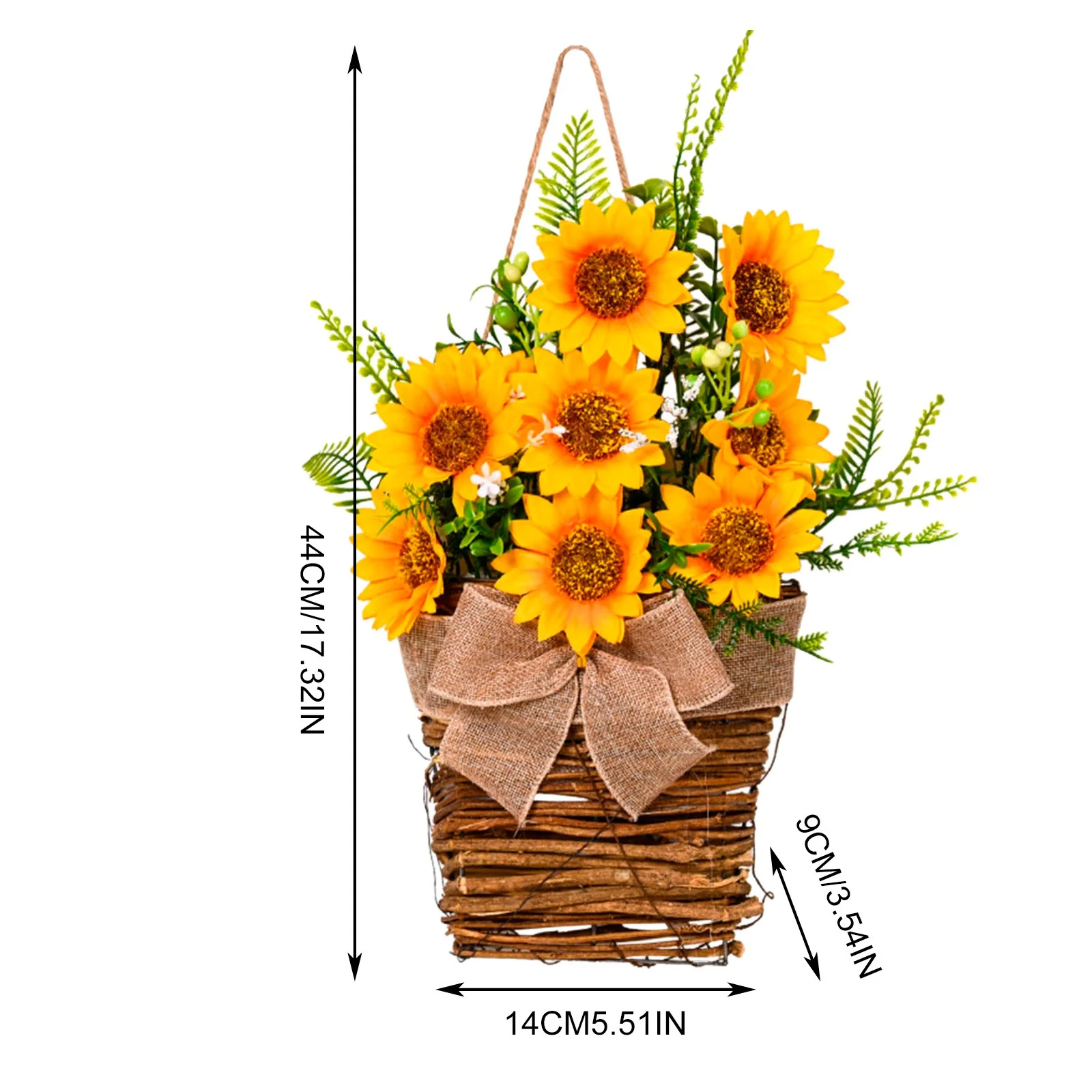 MOKINGTOP Wreaths for Front Door Spring Summer Holiday Decor Summer Sunflower Basket Door Hanging Decorative Garland Door Wall Outdoor Decorative Decorative Sign