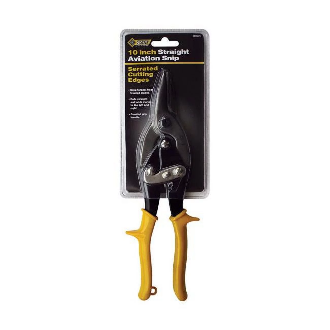 10 in. Chrome Alloy Steel Straight Serrated Aviation Snips, Yellow