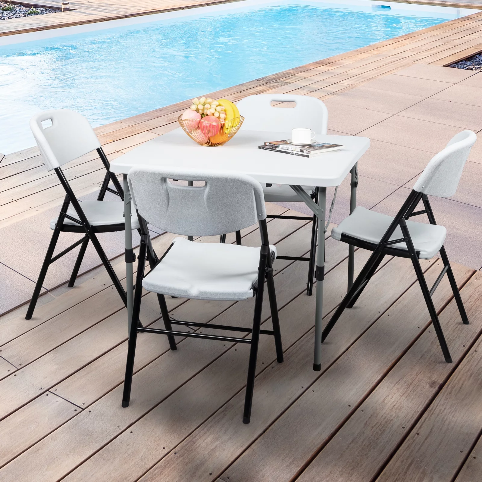 4pcs 47*54*84cm  Garden Plastic Folding Chair White