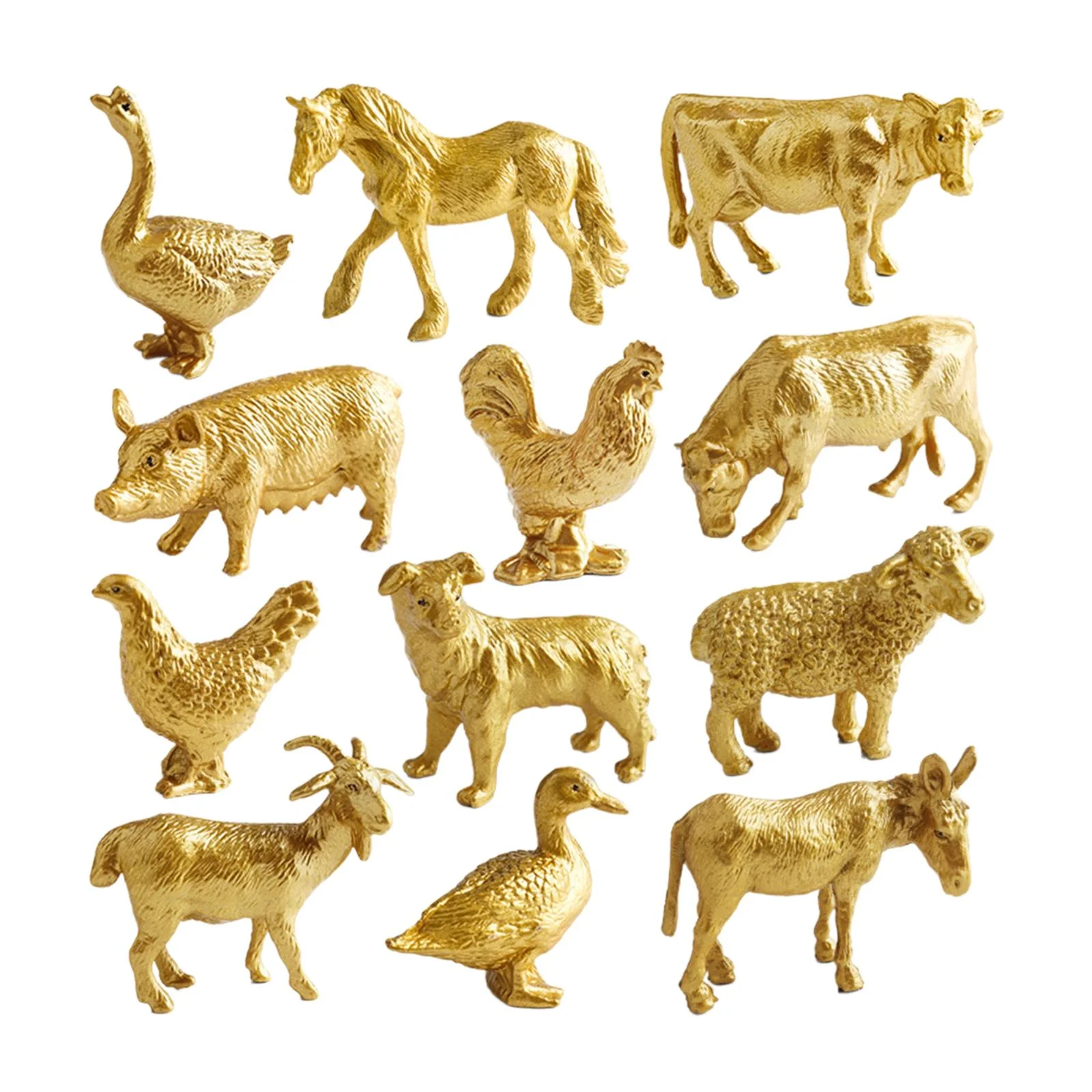 Almencla 12Pcs Farm Animals Playset Animal Toy Figurines Set Educational Learning Toys for Desk Ornament Home Decoration Birthday Gift