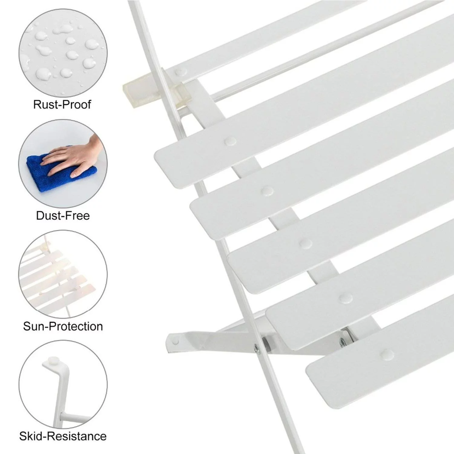 Myron 3 Piece Bistro Style Furniture Set – 2 Eye Catchy Chair With a Round Tea Table - White