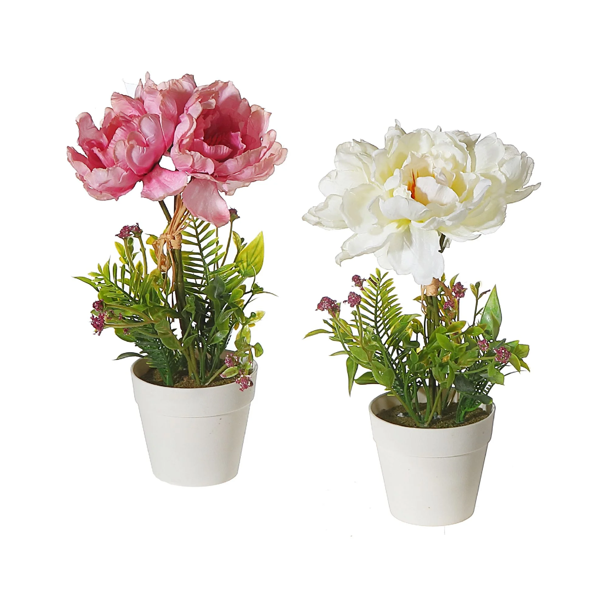 Maison Concepts Artificial Peony In Plastic Pot Asstd - Set of 2 (4L X 4W X 10.65H)