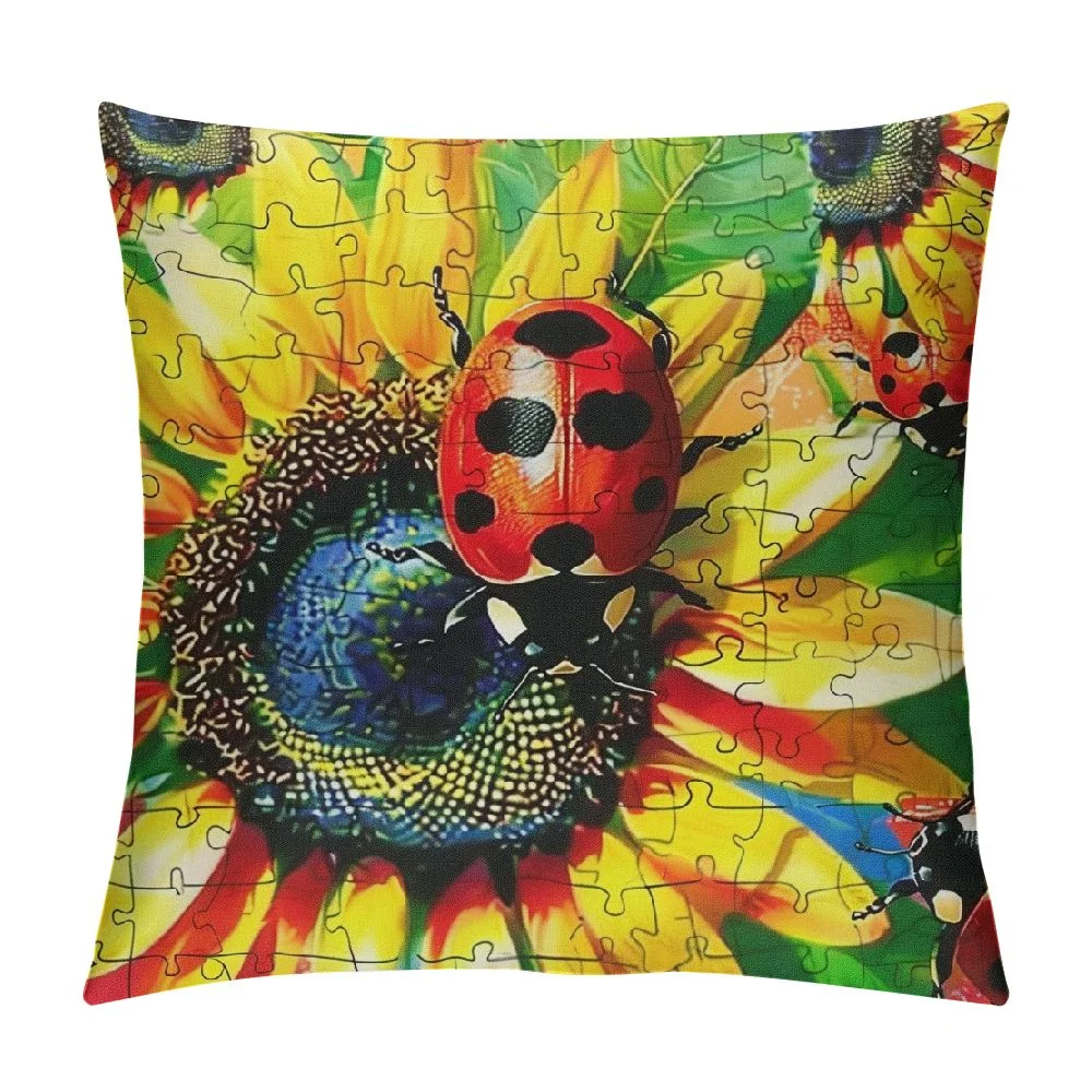 Ollo0ord Cute Cushion Cover Yellow Sunflower Rustic Plant Throw Pillow Cover for Outdoors Chair Office Black White Geometric Grid Cushion Case for Bedroom Car Party Couch White