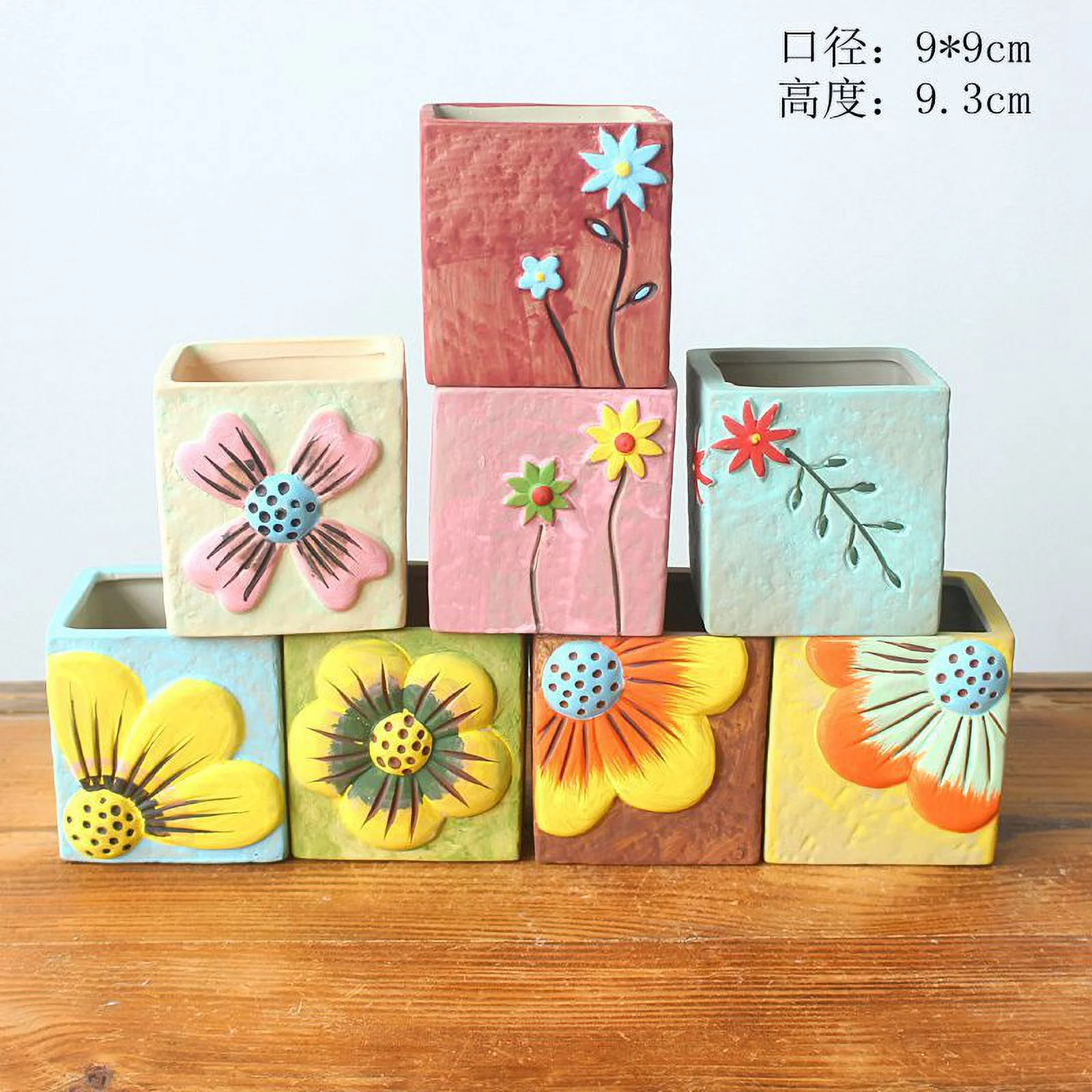 Ceramic Succulent Planter - Hand-painted Design for Tabletop Gardening