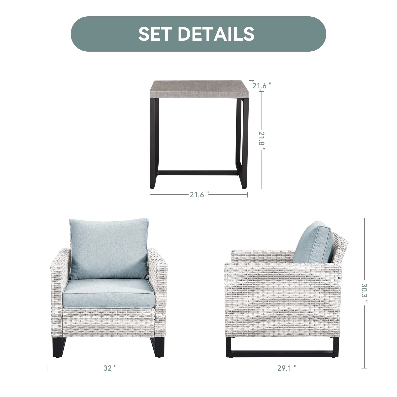 POCASSY 2 Person Seating Group with Cushion