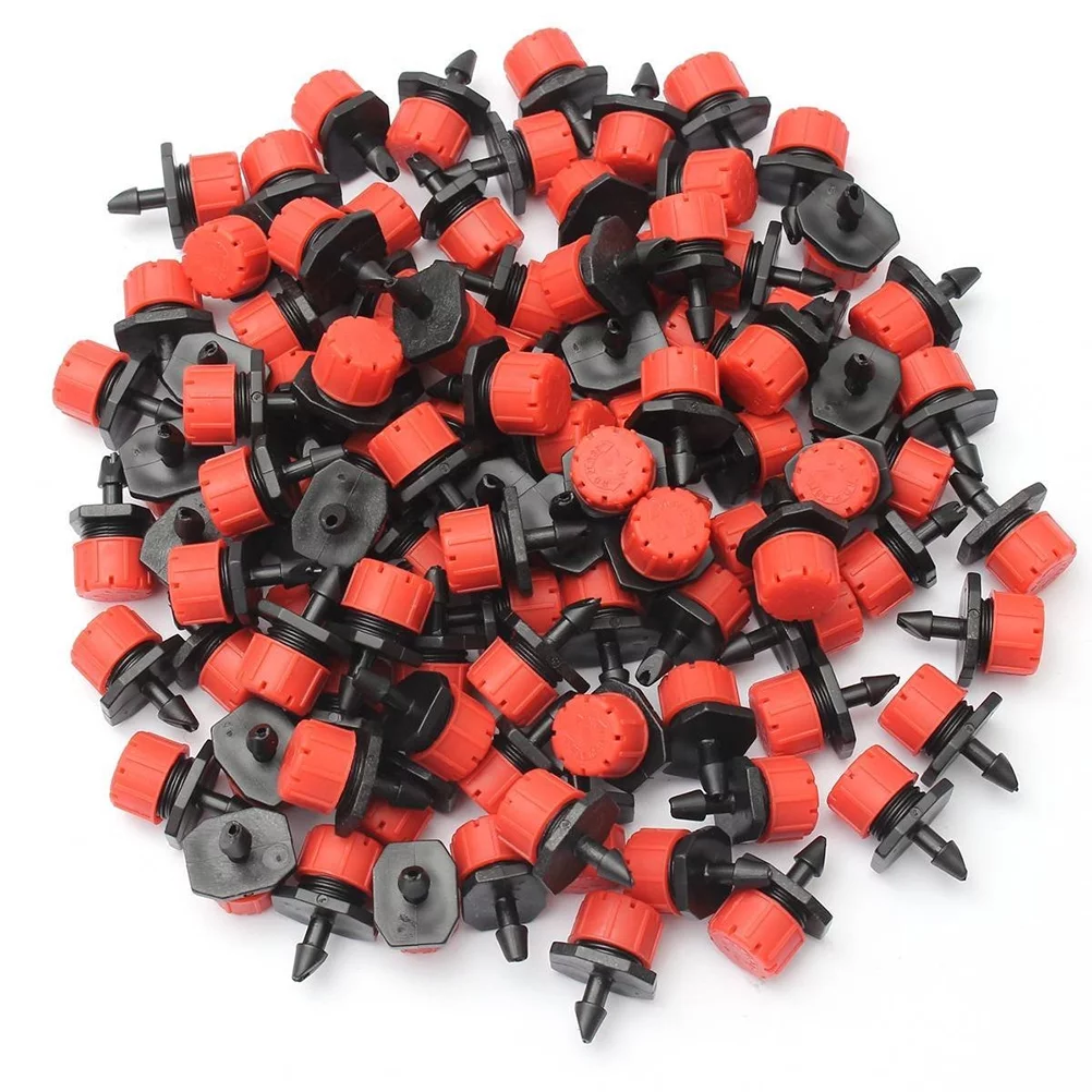 100Pcs Micro Irrigation Sprinklers Adjustable Emitters Stake Water Dripper