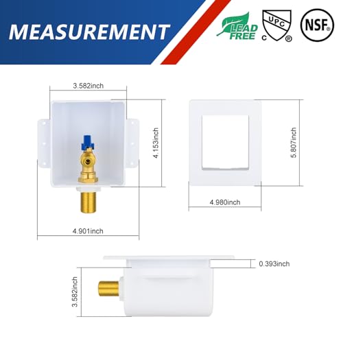 Ice Maker Outlet Box,1/2 Inch Sweat (MIP) Inlet and 1/4 Inch OD Compression Outlet Connection, Icemaker Box with Installed 1/4-Turn Ball Valve