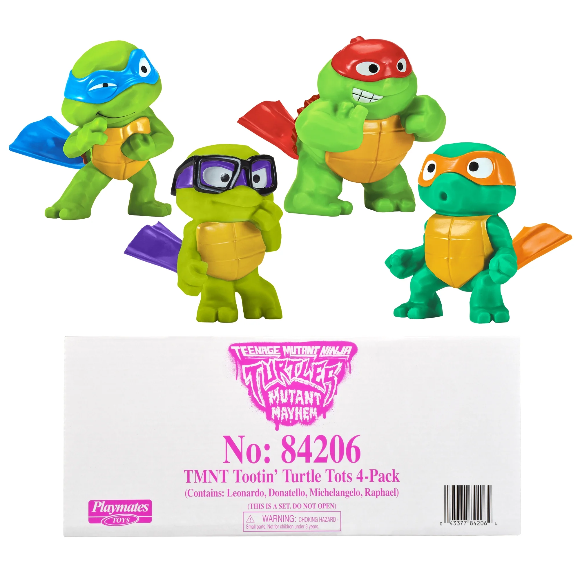 TMNT Tootin' Tot Turtles Soft Bundle includes one of each of the Teenage Mutant Ninja Turtles