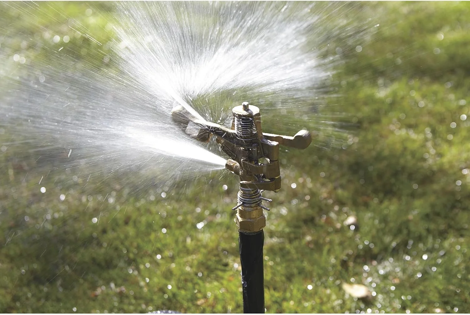 Wheeled Sprinkler - 3/4in. Brass Sprinkler Head with 2 Nozzles, 8in. Poly Wheels