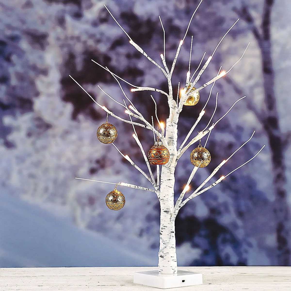 Current White Birch Twig LED Tabletop Holiday Tree, 15