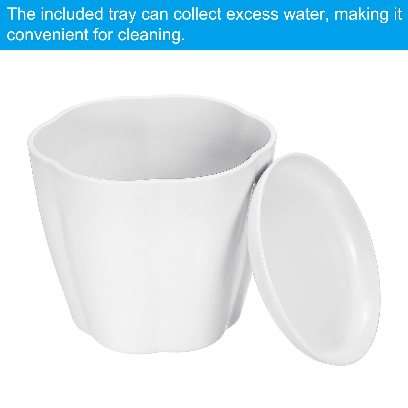 Uxcell 6 Inch Plastic Plant Pots Flower Planters with Drainage Holes and Tray White 5 Pack