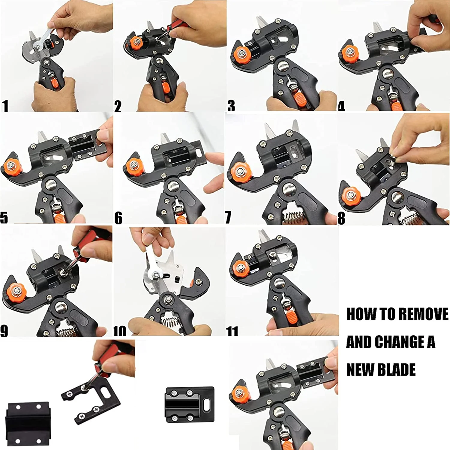 Garden Grafting Pruning Pruner Tool Kit, Fruit Tree Branch Graft Cutting Tool Pruner Shear Snip with 2 Extra Blades & 2 Grafting Tape