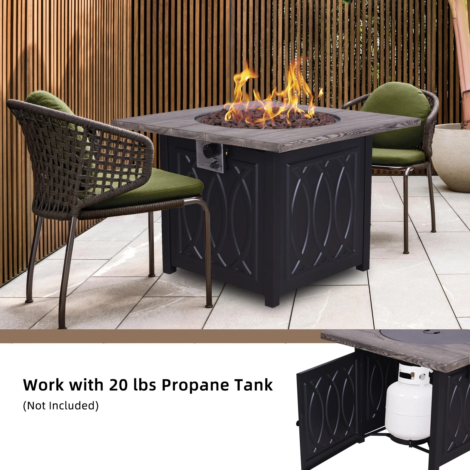Terrafab Top + Metal Base Firepit Internal Gas Tank KD Round